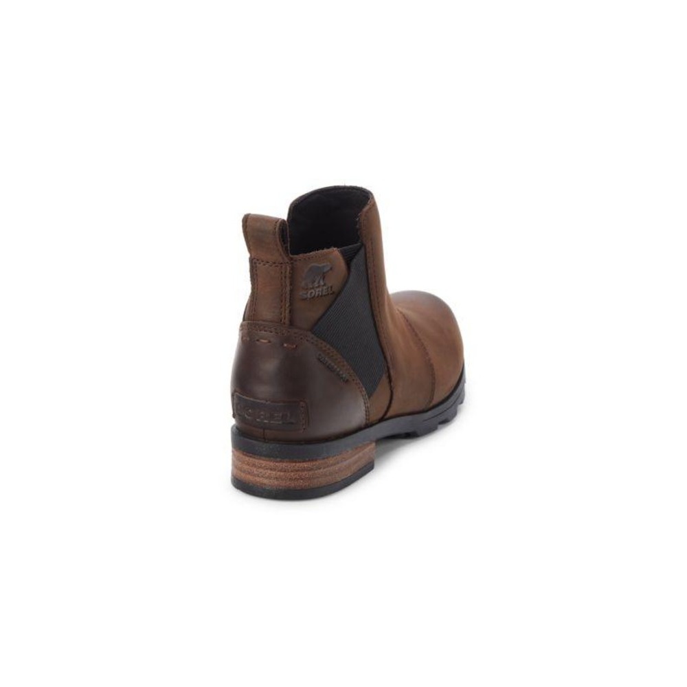 NWT Sorel Waterproof Emelie Brown Leather Ankle Boots w/ elasticized gores‎ US 7 - Picture 2 of 8